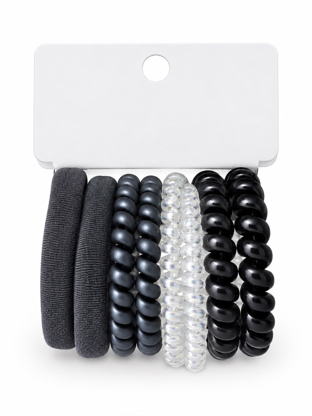 Black Gray Elastic & Iridescent Teletie Tele-tie Dent & Wrinkle Free Hair Ties